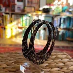 Betsey Johnson Animal Print Large Hoop Earrings